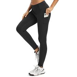 adorence Leggings Damen, Sport Leggings Damen mit Tasche, Sporthose Lang,Yogahose High Waist, Sport Leggins Blickdicht Schwarz-3XL von adorence