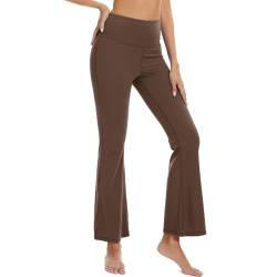 adorence Yogahose Damen, Schlaghose Damen Leggings (Flare Leggings mit Bootcut Hose Design) High Waist Yoga Hosen-Braun,M von adorence