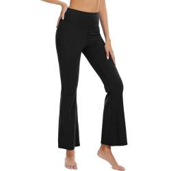 adorence Yogahose Damen, Schlaghose Damen Leggings (Flare Leggings mit Bootcut Hose Design) High Waist Yoga Hosen-Schwarz,L von adorence