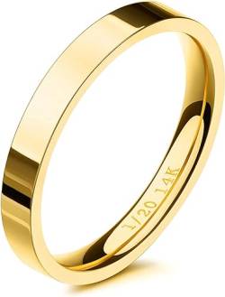 aesdox 14K Gold gefüllte Ringe für Frauen, 3mm Stapelbarer Ehering aus Gold für Mädchen, Dünner Goldener Fingerring, Gold Größe 20.75 von aesdox