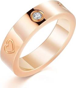 aesdox Liebesring 18K Gold/Silber/Rose Plated Cubic Zirconia Ring, Versprechen Ring Ehering Band Schmuck Geschenke für Frauen Mädchen, Herz Roségold, Größe 16.5 von aesdox