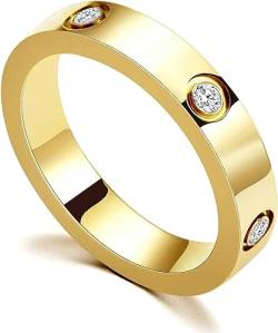 aesdox Liebesring 18K Gold/Silber/Rose Plated Cubic Zirconia Ring, Versprechen Ring Ehering Band Schmuck Geschenke für Frauen Mädchen, Zirkonia Gold, Größe 16.5 von aesdox