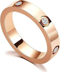 aesdox Liebesring 18K Gold/Silber/Rose Plated Cubic Zirconia Ring, Versprechen Ring Ehering Band Schmuck Geschenke für Frauen Mädchen, Zirkonia Roségold, Größe 16.5 von aesdox