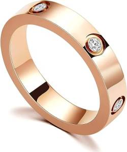 aesdox Liebesring 18K Gold/Silber/Rose Plated Cubic Zirconia Ring, Versprechen Ring Ehering Band Schmuck Geschenke für Frauen Mädchen, Zirkonia Roségold, Größe 18 von aesdox