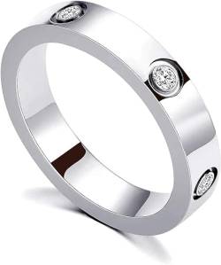 aesdox Liebesring 18K Gold/Silber/Rose Plated Cubic Zirconia Ring, Versprechen Ring Ehering Band Schmuck Geschenke für Frauen Mädchen, Zirkonia Silber, Größe 16.5 von aesdox