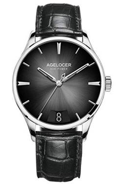 AGELOCER Herren Top Marke Ultra Dünn Automatische Mechanische Farbverlauf Zifferblatt Kalender Uhr, RI:4202A1, Mechanisch von agelocer