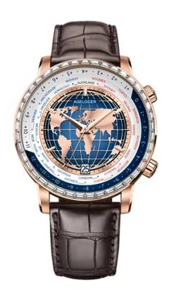 AGELOCER Universal Time Herren-Armbanduhr, luxuriös, Business, formell, automatisch, mechanisch, Geburtstagsgeschenk für Freund, Blau von agelocer