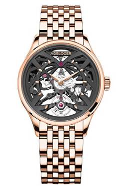 Agelocer Damen Top Brand Mechanische Skelett Automatik Luxus Uhr Elegant Damen Weihnachten Valentine (NK_6702D9) von agelocer