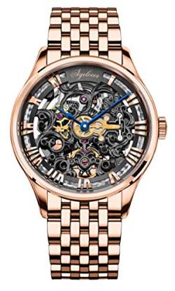 Agelocer Herren-Armbanduhr, Edelstahl, Skelett, mechanisch, automatisch, luxuriös, Nk_5402d9, Armband von agelocer