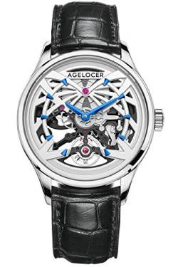 Agelocer Herren-Armbanduhr, Skelett, mechanisch, automatisch, Edelstahl, luxuriös, analog., Nk_6101d2, von agelocer