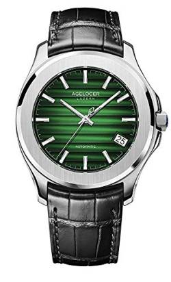 Agelocer Herren-Armbanduhr mit Farbverlauf, mechanisch, automatisch, Lederband, RI:6305A1, Mechanisch von agelocer