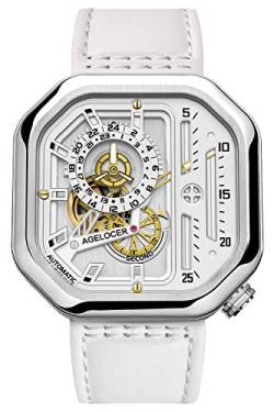 Agelocer Herrenuhr Top Marke Automatik Skelett Edelstahl Wasserdicht Mechanische Mode Punk Uhr Quadratisch Leuchtende Gangreserve Analog Luxus Uhren, Vu: 5809a10, Mechanisch von agelocer