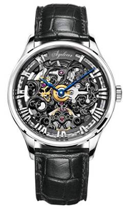 Agelocer Herrenuhr Top Marke Mode Skelett Mechanische Automatik Luxus Armbanduhr Lederband Wasserdicht Uhren für Herren, VU:5402A1 von agelocer