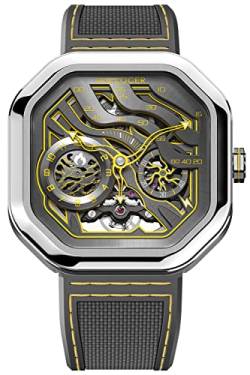 agelocer Herrenuhr Automatische Mechanische Mode Quadratisch Leuchtend Analog Luxus Edelstahl Uhren für Männer (NK_5002A2), Nk_5002a2 von agelocer