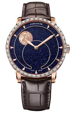 agelocer Herrenuhr Blue Moon Phase Top Mechanische Maskuline Mode Luxus Handgelenk Edelstahl Kleid Uhren, Nk_6406e1 von agelocer