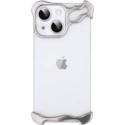 aidvaia Handyhülle für iPhone 15 Plus, minimalistische Stoßdämpfung, Aluminiumschalen in Luftfahrtqualität und Elastomer-Einlagen, einfache Passform, Aluminium, poliertes Silber von aidvaia