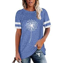 Damen Oversized T-Shirt Sommer Basic Kurzarm Löwenzahn Drucken Vintage Streetwear Frauen Lustig Sweatshirts Casual Shirt Hemd Bluse aijofi von aijofi