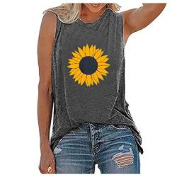 Damen Sommer Grafik Sonnenblume Tank Tops Nette Gute Vibes Lose Ärmellose Cami T-Shirts aijofi von aijofi