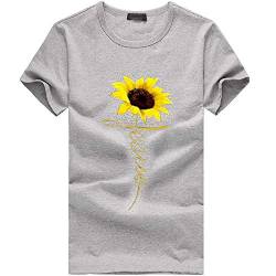 Damen T-Shirt Sommer Kurzarm Oberteile Blumen Motiv Tunika Shirt Sonnenblume Drucken Lose Rundhals Tshirt Bluse Top aijofi von aijofi