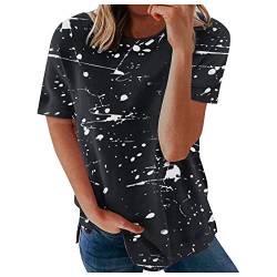 T-Shirt Damen Vintage Drcuken Rundhals Blusen T-Shirt Casual Bedruckt Oberteile Top aijofi von aijofi