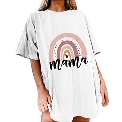 aijofi Oversized Tshirt Damen Sonne Mond Blusen Motiv Sportshirt Kurzarm Vintage Shirt Lockere Oberteile Sommer Sportshirt Damen Oberteile Teenager Mädchen Casual Top Lang von aijofi