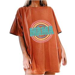 aijofi Oversized Tshirt Damen Sonne Mond Blusen Motiv Sportshirt Kurzarm Vintage Shirt Lockere Oberteile Sommer Sportshirt Damen Oberteile Teenager Mädchen Casual Top Lang von aijofi