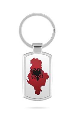 Schlüsselanhänger mit Gravur Wunschtext Name Albanien Fahne 5 von aina