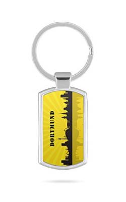 Schlüsselanhänger mit Gravur Wunschtext Name Dortmund Skyline von aina