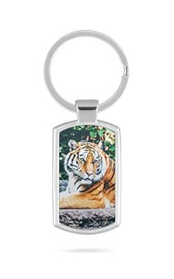 Schlüsselanhänger mit Gravur Wunschtext Name Tiger Tier V2 von aina