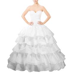 Hoop-Rock, A-Linie, Brautkleid, Slip-Petticoat für Hochzeitskleid, Crinoline-Unterrock, Ballkleid, 4 Kreolen, weiß von aingycy