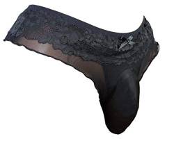 SISSY Pouch Panties Herren Spitze Tanga G-String Bikini Slip Hipster Hot Unterwäsche Sexy für Männer VC, Schwarz, Medium von aishani