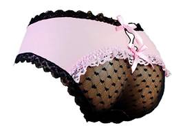 aishani SISSY Pouch Panties Herren Hipster Panty Spitze Bikini Slip Dessous Unterwäsche für Männer - HW, Pink, Large von aishani