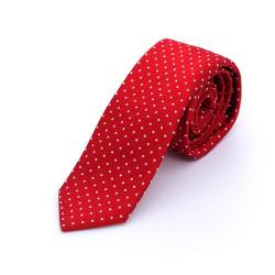 akzente Herren Krawatte Seidenkrawatte 100% Seide 6cm gepunktet Anzug Hochzeit Business rot-weiss von akzente