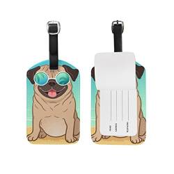 ALAZA Mops-Hund-Sommer-Strand-Gepäckanhänger PU-Leder Tasche Koffer-Gepäck-Aufkleber von alaza
