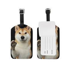ALAZA Netter Shiba Inu Hunde Luggage Tag PU-Leder-Tasche Tag Travel Koffer ID Identifier-Gepäck-Aufkleber von alaza