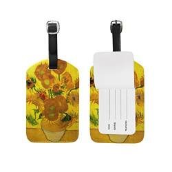 ALAZA Sonnenblumen Van Gogh Ölgemälde Luggage Tag PU-Leder-Tasche Tag Travel Koffer ID Identifier-Gepäck-Aufkleber von alaza