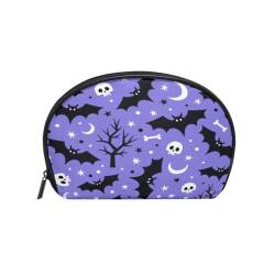 Kleine Make-up-Muscheltaschen für Teenager-Mädchen und Frauen, Gothic-Totenkopf-Reise-Make-up-Organizer, Kulturbeutel, Kosmetiktasche mit Fächern, Halloween 141, Einheitsgröße, Beauty Case von alaza