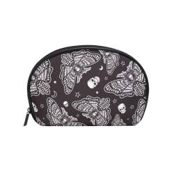 Kleine Make-up-Muscheltaschen für Teenager-Mädchen und Frauen, Gothic-Totenkopf-Reise-Make-up-Organizer, Kulturbeutel, Kosmetiktasche mit Fächern, Schädel 185, Einheitsgröße, Beauty Case von alaza