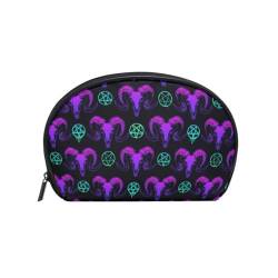 Kleine Make-up-Muscheltaschen für Teenager-Mädchen und Frauen, Gothic-Totenkopf-Reise-Make-up-Organizer, Kulturbeutel, Kosmetiktasche mit Fächern, Schädel 338, Einheitsgröße, Beauty Case von alaza