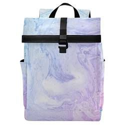 Reiserucksack mit Rollverschluss, für Damen und Herren, leicht, wasserdicht, für Teenager, College, Laptop, Rucksack, schwarzer Marmor, lässiger Tagesrucksack, Diebstahlschutz, Rucksack für Schule, Business, Arbeit, Marmoriert 189 von alaza