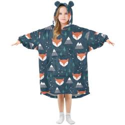 Übergroße Decke Hoodie für Kinder Erwachsene Mädchen Jungen, Fleece Hoodie Decke Niedliche Biene Honig Super Warm Plüsch Tragbare Decke Hoodie Sweatshirt mit geräumiger Tasche, Klein, Fox 057, L von alaza