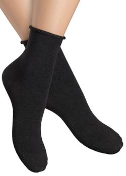 alber's SENSITIVE - 5 Paar - Kurze Baumwollsocken für Damen, Druckfrei, Ohne Gummibund, Gesundheitssocken, Diabetikersocken, Weiter Komfortbund | Schwarz | 36-38 von alber's