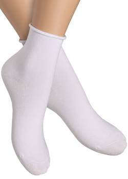 alber's SENSITIVE - 5 Paar - Kurze Baumwollsocken für Damen, Druckfrei, Ohne Gummibund, Gesundheitssocken, Diabetikersocken, Weiter Komfortbund | Weiß | 36-38 von alber's