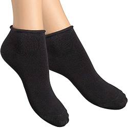 alber's SENSITIVE MINI - 5 Paar - Sneaker-Socken für Damen aus Baumwolle. Weiter Komfortbund, ohne Gummizug, schnürt nicht ein | Schwarz | 39-41 von alber's