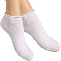 alber's SENSITIVE MINI - 5 Paar - Sneaker-Socken für Damen aus Baumwolle. Weiter Komfortbund, ohne Gummizug, schnürt nicht ein | Weiß | 36-38 von alber's