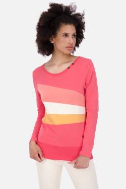 CliaAK A Langarmshirt Damen: Colourblocking-Streifen für einen einzigartigen Look Rot von alifeandkickin