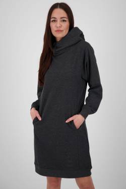 Damen Sweatkleid JiliaAK A - Leger geschnitten und mit Kängurutasche Schwarz von alifeandkickin