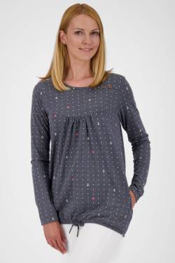 Das neue MiaAK B Langarmshirt für Damen mit trendigem Muster Dunkelblau von alifeandkickin