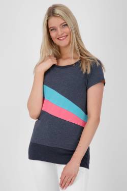 Eyecatcher Damen-T-Shirt CleaAK im Color-Streifen-Design Dunkelblau von alifeandkickin