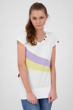 Eyecatcher Damen-T-Shirt CleaAK im Color-Streifen-Design Weiß von alifeandkickin